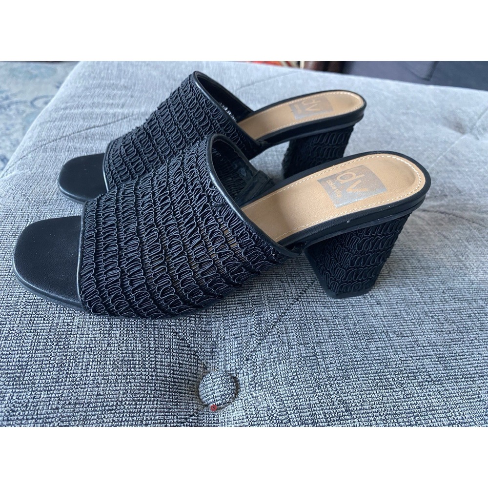 dv dolce vita HEMMA Black Women's Sandal Size 7.5 Covered block heel